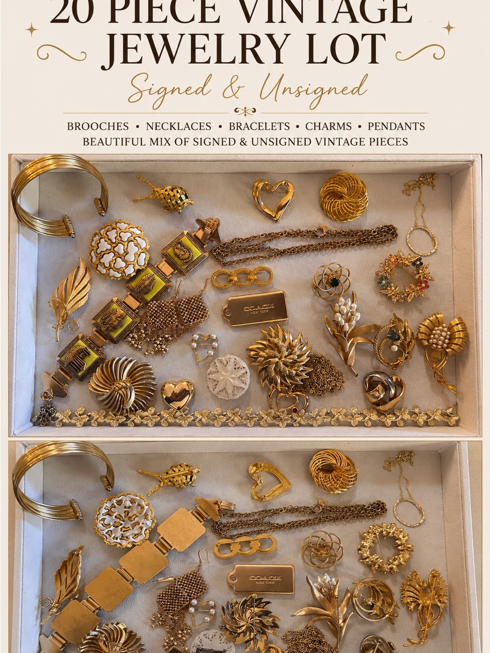 Vintage Gold-Tone Jewelry Lot - 20 Piece Collection